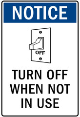 Light switch sign and labels turn off when not in use