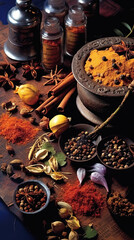 Obraz na płótnie Canvas Artistic Array of Spices and Herbs,spices and herbs,spices on the market,spices and herbs on the table spices and herbs Special Features