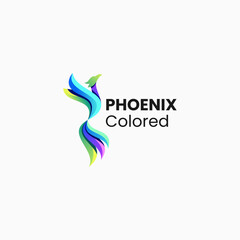 Vector Logo Illustration Phoenix Gradient Colorful Style