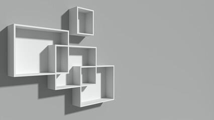 3D box wall shelf design