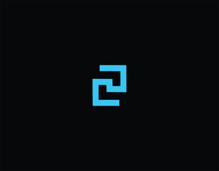 Letter S2 or EC Logo design illustration with black background.  - obrazy, fototapety, plakaty