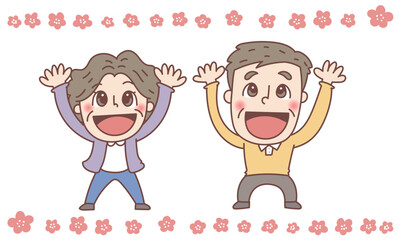 楽しそうに手をあげてバンザイをするシニア