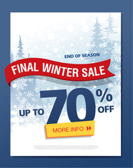 winter sale banner layout design, vector illustration