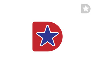 Fototapeta premium red star icon with letter D shape logo