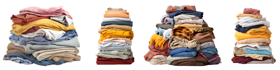 Laundry isolated on transparent PNG background, Generative Ai