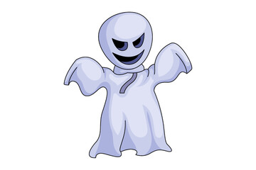 Cute Halloween Ghost Character Design Illustration