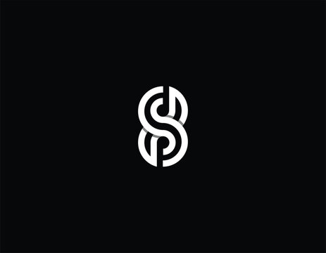 Letter S8 or DSP or number 8 monogram with black background. 