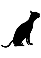 black cat silhouette　A stylish cat looking up on its side.
