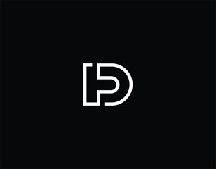 initials logo letter PD elegant and professional with black background. 