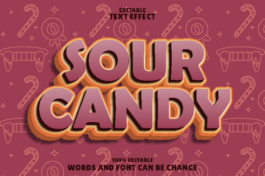 sour candy editable text effect emboss cartoon style