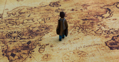 Close up of figurine on the map