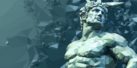 Greek statue of a warrior, polygons style, generative AI - obrazy, fototapety, plakaty