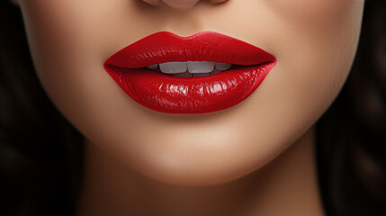 close up of red lips  HD 8K wallpaper Stock Photographic Image