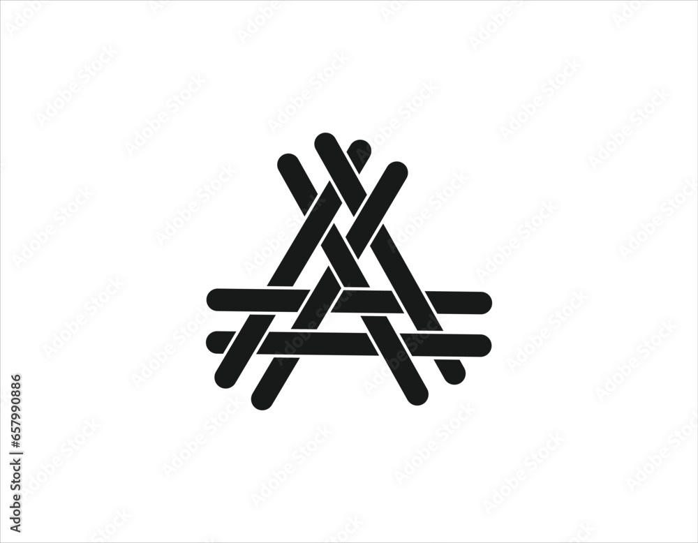 Poster letter a enclosed in a triangle. abstract vector logo in a linear style.