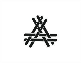 Letter A enclosed in a triangle. Abstract vector logo in a linear style.