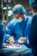 Orchestrating Life  International Surgeons Team Performing a Complex, Lifesaving Surgery in a Modern Operating Room