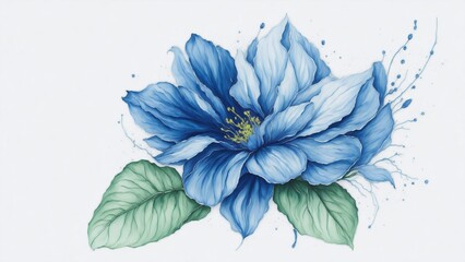 blue watercolor flower