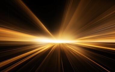 Fototapeta na wymiar Gold light beams and rays flowing in the dark. Generative AI