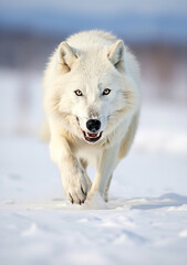 Nature’s Elegance: A White Wolf in a Winter Wonderland,white wolf in snow