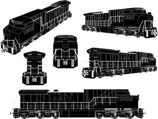 Vector sketch illustration of vintage old model coal locomotive train design - obrazy, fototapety, plakaty