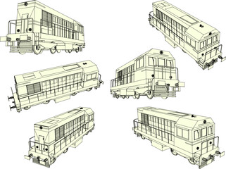 Vector sketch illustration of vintage old model train design