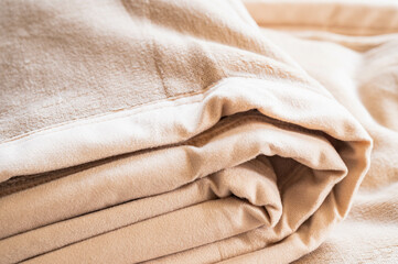 折り畳んだふわふわ毛布の端