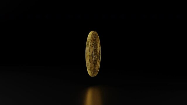 Realistic bitcoin rotation, 4k footage