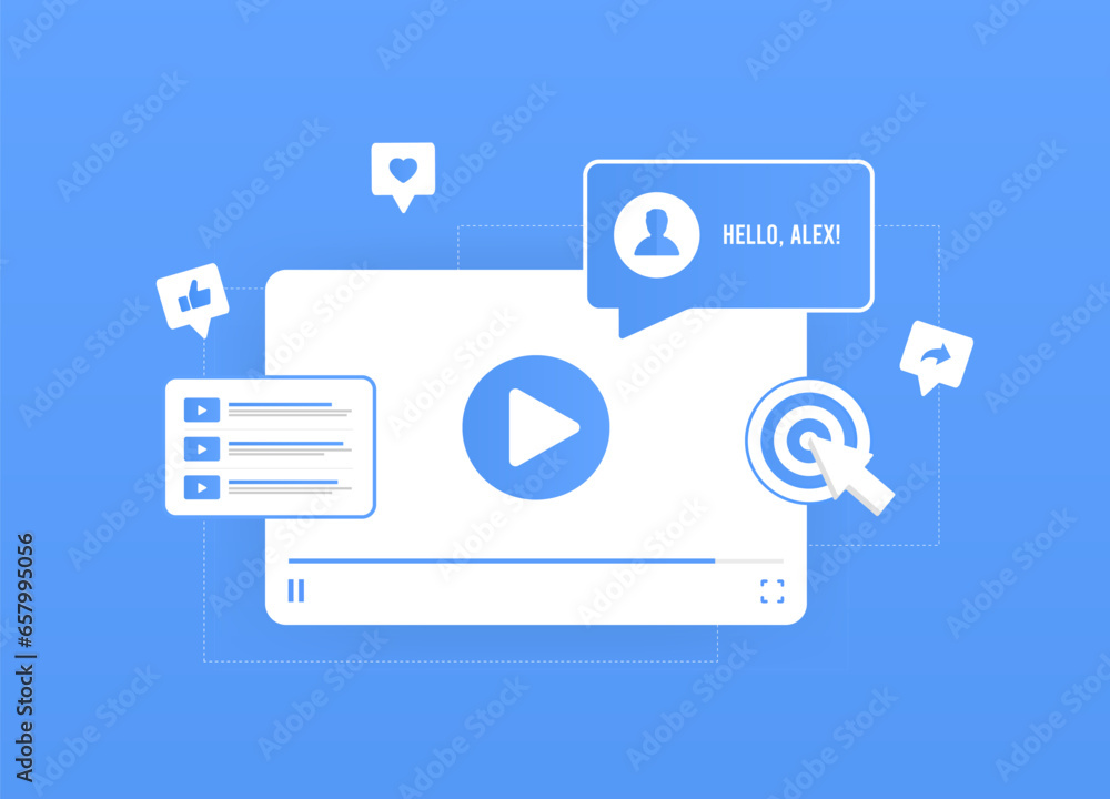 Poster personalized video content marketing - created and customized video for specific individual viewer. 