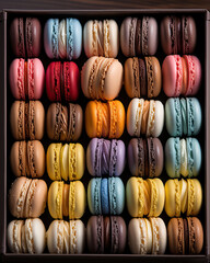 colorful macaroons on table,colorful macaroons, Delight: A Box of Colorful Macarons