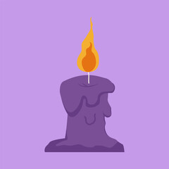burning candle flat design illustration for halloween