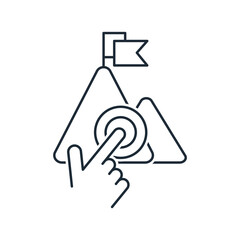 Select a new mission, task. Strives to succeed. Vector linear icon isolated on white background.