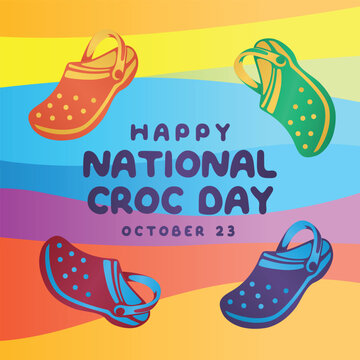 Flyers promoting National Croc Day or other events can utilize vector images concerning the holiday. design of a flyer, a celebration.