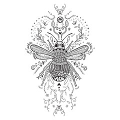 Naklejka na ściany i meble Bee doodle illustration ornamental for packaging food drawing hand drawing style 