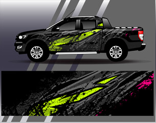 Car wrap design vector.Graphic abstract stripe racing background designs for vehicle, rally, race, adventure and car racing livery