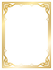 Art Deco decorative gold frame vintage frame line geometric wedding label card frame png transparent background