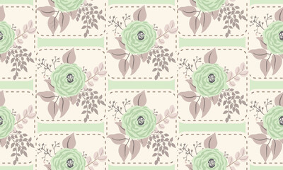 watercolour colourfull flower with leavse pattern floral print with giometrical shape