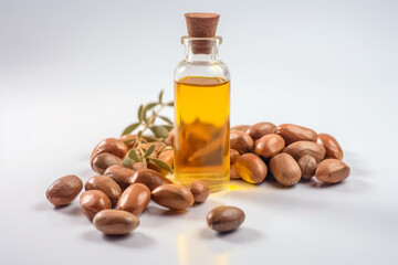 The natural argan oil composition. Moroccan Argania Spinosa seeds for the production of oil. natural cosmetic