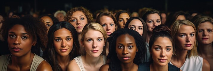 illustration of women in a crowd, generative AI