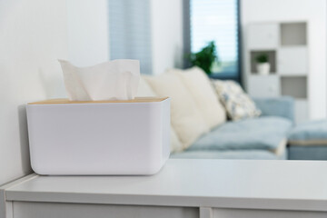 Tissue box on living room table