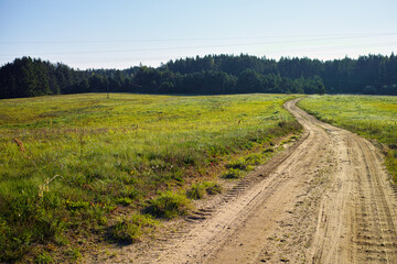 countryside road through the fields