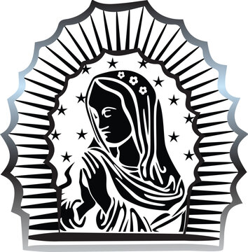 recommend clip art: Virgin Mary Praying is a nice black and white minimalist illustrations vector art