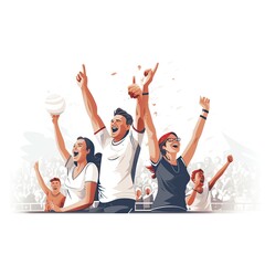 People Crowd of Fans Cheering for Sport Team.