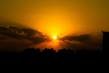 sunset over the city