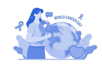 World Cancer Day Illustration concept on white background