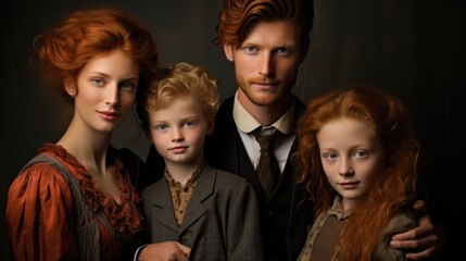 National Redhead Day Concept. Portrait of redhead family. National Love Your Red Hair Day.