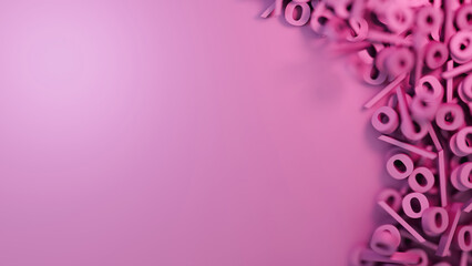 pink metallic percentage abstract background and copy space for promo, sale, offer banner or poster.