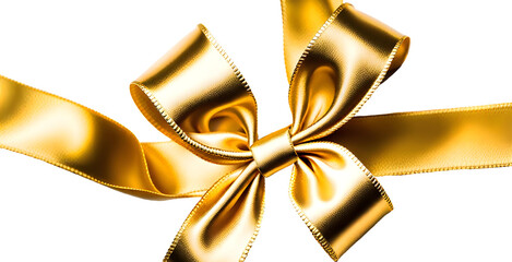 Gold gift ribbon (transparent background) png with alpha channel
