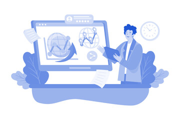 Businessman doing web analytics