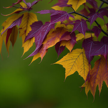 Sunlight after the rain in the autumn forest