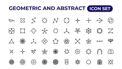geometric brutalism forms sticker.Outline icon collection.